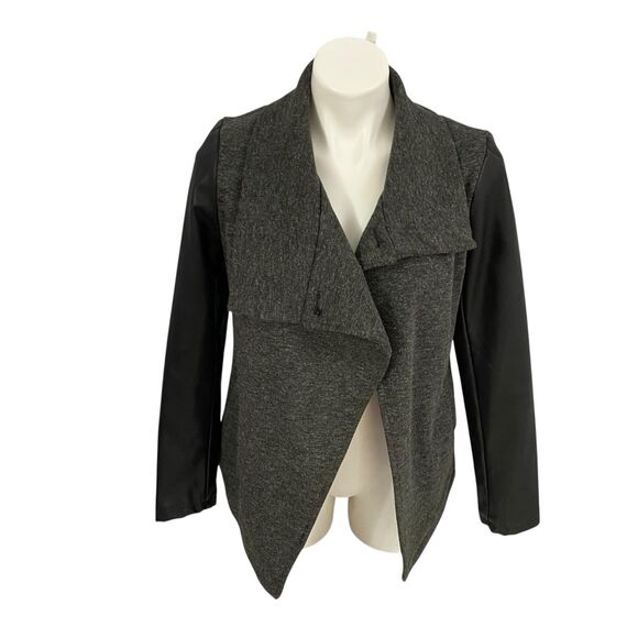 Fabletics Blazer Womens Medium Gray Jacket Contrast Sleeve Officecore Coat Work - Picture 5 of 16